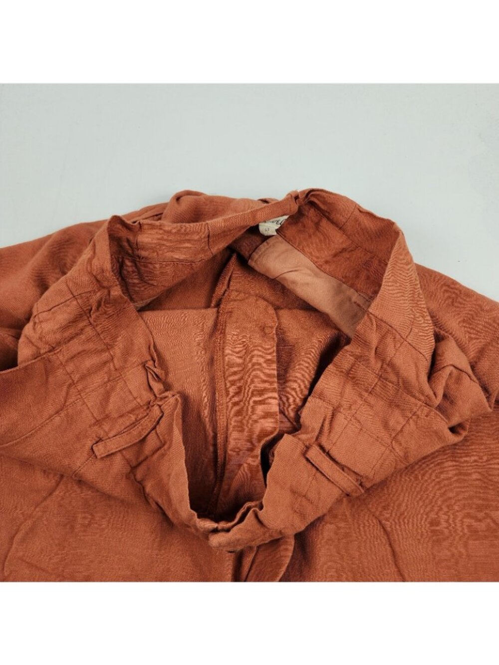 Madewell Pants Womens 12 Rust Linen-Blend Paperbag Pleated High Waist Pant - Picture 5 of 10
